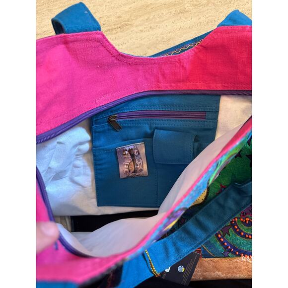 NWT Laurel Burch Celestial Felines Scoop Tote Bag LB5170 Cat Sun Moon - Picture 4 of 4